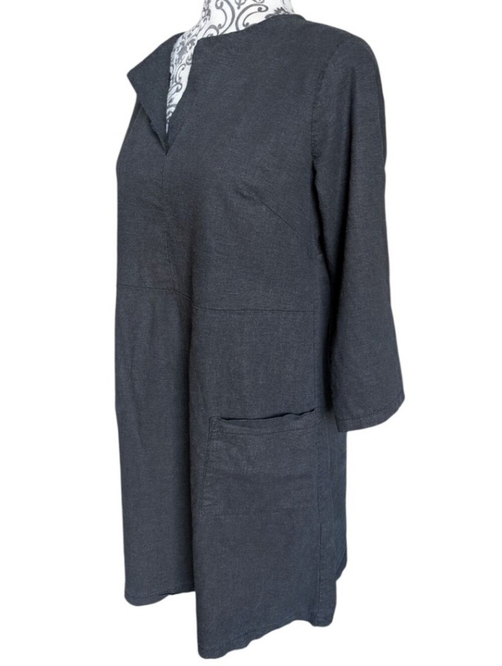 Smoking Lily Saturday Linen Dress Women Small Grey Made in Canada Minimalist - Picture 4 of 12
